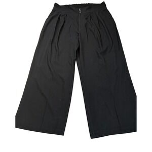 Bar III Black Wide Leg Pleated Cropped Pants Women's Size 18W Womens Plus Size